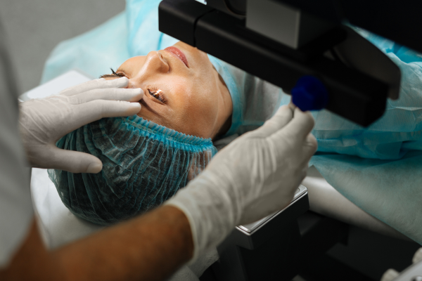 Procedimento LASIK com criação de flap na córnea